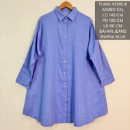 Tunik Kemeja Jumbo Wanita Ld 140 Cm Bahan Jeans Premium