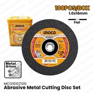 Buildmate x INGCO 100pcs 4" Abrasive Metal Disc Set Flat Centre Grinding Metalworking Grinder Wheels