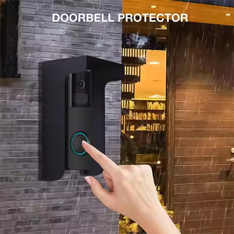 Steel Ring Doorbell Protector, Waterproof Anti-Glare Rain Cover, Windproof Weather-Blocking Cover fo