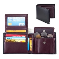 Oil Tanned Leather Wallet Men's Black Folding Wallet Thisplan Weather Resistant