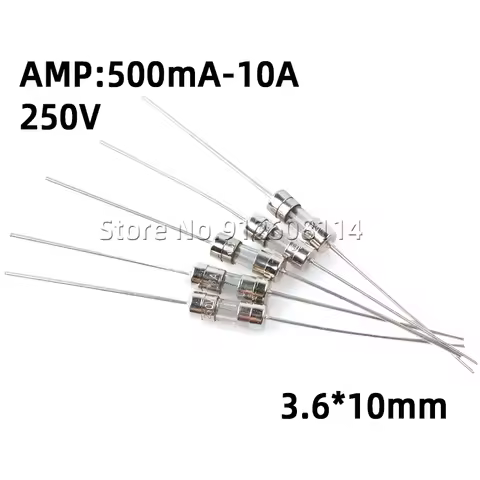 10Pcs 3.6*10MM Fuse250V 0.5A 1A 1.5A 1.6A 2A 3A 3.15A 4A 5A 6.3A 8A 10A 15A 3x10 Glass Tube Fuse Fas