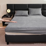 Flannel Bedspread Coral Sheet Single Protective Cover Milk Anti-slip Warm Fleece Full Set Winter Sol
