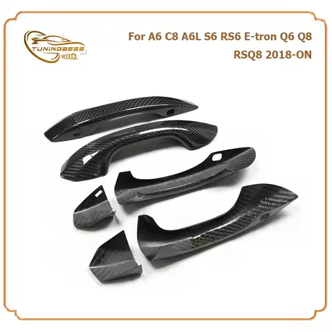 for Audi A6 C8 A6L S6 RS6 E-Tron Q6 Q8 RSQ8 2018-ON Add On Style Full Real Carbon Fiber Door Handle 