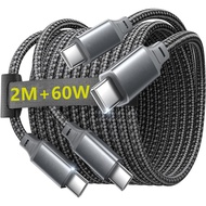 USB C to USB C Cable, Type-C 65W Fast Charging Cable (6.6 FT/2M, 2Pack) for iPhone 17 Series, iPad m