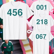 Squid Game Player Costume T-Shirt 456/218/001/067 Basic White Tops High Quality Cotton Unisex Shirt 