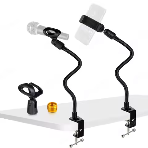 Desktop Microphone Arm Stand Flexible Gooseneck Mic Stand with Phone Holder for Blue Snowball ice SM