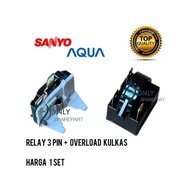 Relay 3 Pin + Overload Freezer 6 Rak / Ptc Relay Frizer Aqua Sanyo /