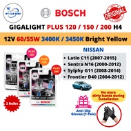 BOSCH Gigalight Plus 120 H4 Headlight Bulb 12V 60/55W 2pcs Nissan Latio C11 / Sentra N16 / Sylphy G1