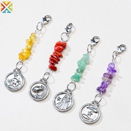 12 Zodiac Signs Natural Crystal Chip Keychain Handmade Astrology Charm for Keys Bags Phones Jewelry