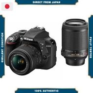 【Excellent】 Nikon Digital SLR Camera D3300 Double Zoom Kit Black D3300WZBK