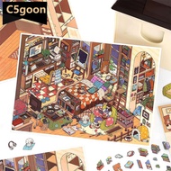 C5GOON MBTI Leisure Suite 3D Home Diary Landscape Sticker Miniature Scene DIY Pocket Cabin Scene Han