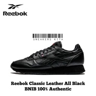 Reebok Classic Leather All Black Shoes 100% Authentic