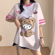 HELLO KITTY Cute Oversize Korean Style Unisex Jersey HELLO KITTY Loose Football Sports Jersey Street