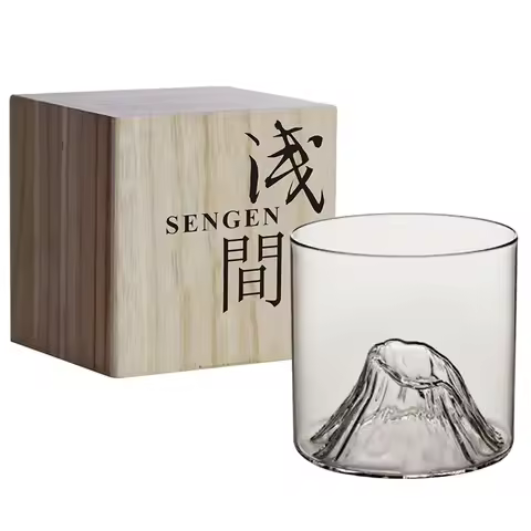 Niche Japanese Style Whisky Cup-Shallow Mountain Liqueur XO Wine Cup Guanshan Fuji Artwork Wooden Gi