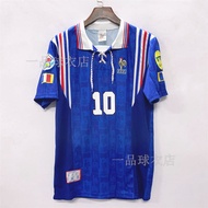 1996 France Team Jersey Home Court No. 10 Zidane No. 14 Henry Team Uniform Retro Classic Football Un