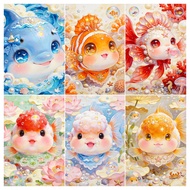 【PL】 cute fish 5D Diamond Painting Set Square drill / Round drill Crystal Cross Stitch Full Diamond 