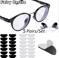 【Fairy Castle】แผ่นปิดจมูกแว่นตา5คู่แผ่นรองจมูกซิลิโคนกาวแผ่นรองจมูกซิลิโคนกันลื่นโปร่งใสบางสำหรับแว่นตาแว่นตาอุปกรณ์เสริมสำหรับแว่นตา