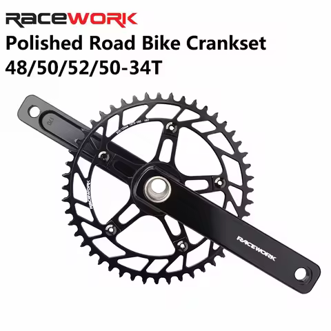 RACEWORK Gravel Bike Crankset 170mm 9-12 Speed 48/50/52/50-34T Single/Double Chainring Aluminium Pol