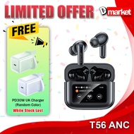 Awei T56 ANC + ENC Wireless Earbuds Touch Screen Earbuds Headphone Noise Cancellation Earphone Awei 