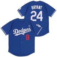 IMPORTED EMBROIDERY BASEBALL JERSEY LOS ANGELES LA DODGERS 8/24 KOBE BRYANT BLUE ICON SIGNATURE