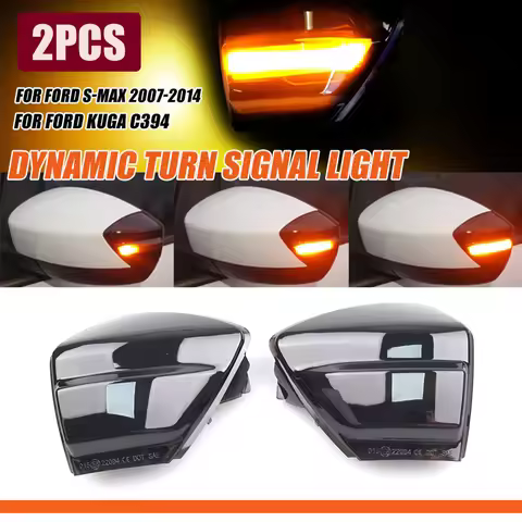 Dynamic LED Turn Signal Lights Rearview Mirror Indicator Blinker Repeater For Ford S-MAX CD340 Kuga 