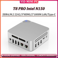 T8 PRO MINI PC Intel Twin Lake N150 DDR4 3200MHz M.2 2242 Windows 11 Pro 3*HDMI 2*1000M Lan WIFI BT 