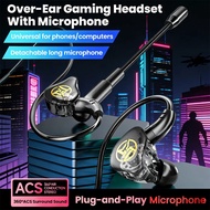 Elough Type C/3.5MM Gaming Earphones Ear Wrap Dual Microphone Sound Recognition Earphones Wired Gami
