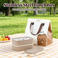 Box lunch Bento with thermal bag, Double layer, Insulated, Lunch box, Stainless steel