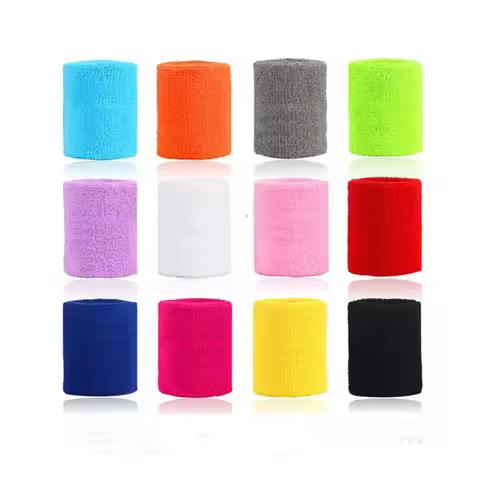 5*8cm Solid Color Cotton Sport Sweatband Brace Wraps Guards Volleyball Basketball Gym Sweat Wristban