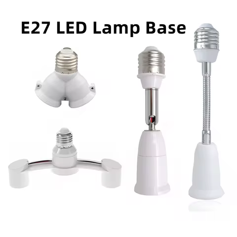 E27 Splitter 2 In 1 heads Adjustable AC85-265v 27 To E27 Base LED Bulb Adapter Converter Lamp Holder