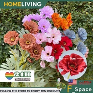 [Ready Stock] 6 Heads Zinnia Artificial Flower Bouquet Bunga Hiasan Ruang Tamu Daisy Wedding Decorat