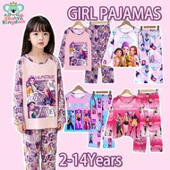 Kpop Demon Hunters Huntrix Girls Cartoon Pyjamas Baju Tidur Cotton Budak Perempuan Sleepwear Set Baj