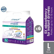 Medi Premium Unisex Adult Diapers L Size (10's x 6)