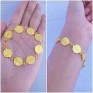 Gold plated brass coin bracelet