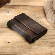 ติดต่อของCrazy Horseหนังกระเป๋าสตางค์สำหรับชายอัตโนมัติPop Upกล่องบัตรประชาชนขนาดเล็กกระเป๋าใส่เหรีย