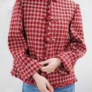 粗花呢唐裝外套 (紅色/白色) |上班衣著|香港設計|小香風|經典