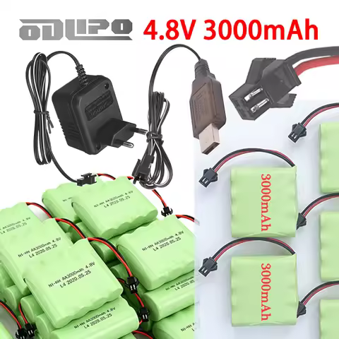 AA 4.8V Battery Pack 3000mah 4.8V NiMH Rechargeable Batteries And 4.8V USB Charger For RC Toys Cars 