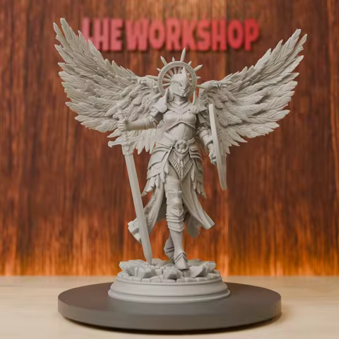Aasimar Paladin Miniatures | Angel of Judgement | 28mm-75mm | Resin 3D Printed DND Pathfinder Mini |