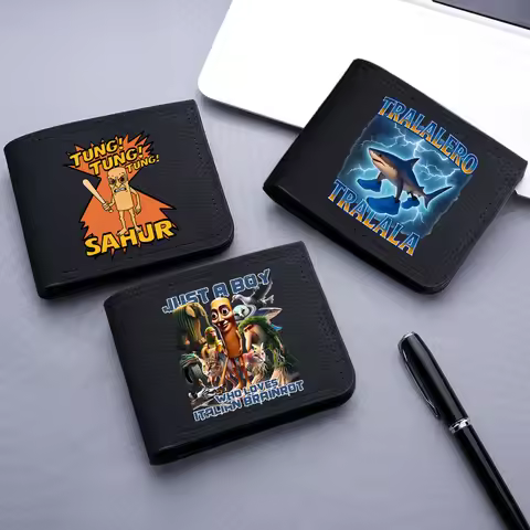 Italian Brainrot Short Wallets Cartoon Nylon Wallet Portable Tung Tungtung Sahur Card Holder Coin Pu