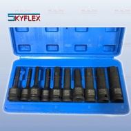 SKYFLEX 1/2'' mm IMPACT HEX BITS SOCKET SET (10PCS) H6,H7,H8,H10,H12,H14,H15,H17,H18,H19 ALLEN KEY S