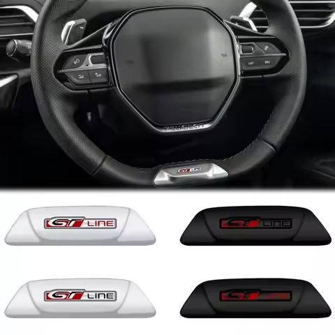 Metal Car Steering Wheel Badge Sticker Bottom Sequin Emblem for Peugeot GT LINE 308 PHEV 508 3008 40