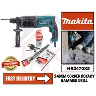 MAKITA HR2470X5 Combination Rotary Hammer Drill SDS Plus 3 Modes Concrete Drill c/w Accessories