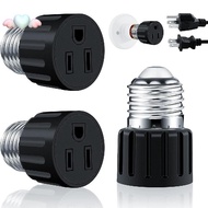(2Pack) Light Socket Plug Adapter, Convert E26/E27 Light Bulb Socket to Outlet Adapter