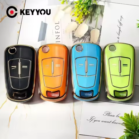KEYYOU 2Pcs Car TPU Key Cover Case Shell Keychain For Opel Vauxhall Astra J Corsa D Insignia Vectra 