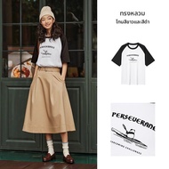 เสื้อยืดคอกลมแขนสั้นทรงหลวม Semir สำหรับผู้หญิง ฤดูร้อน 2024 เสื้อเชิ้ตทรงหลวมสไตล์ย้อนยุคพร้อมลายตั