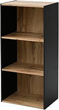 Yamazen GCB-3 (OAK3D/BK) Color Box, 3-Tier Rack, Bookshelf, Storage Box, Width 16.5 x Depth 11.4 x H