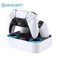 NEWDERY PS5 Controller Charging Station Dual PS5 Controller Fast Charging Dock with Safety Chip Protection &amp; LED Indicator, Controller Charger Station For Playstation 5 Controller