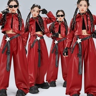 Girls Jazz Dance Clothes Trendy Cool Motorcycle Leather Clothes Leather Pants Performance Clothes St