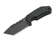 Boker Plus Little Dvalin Fixed Blade EDC Knife, G10 Handles Black Coated D2 Steel with Black Kydex S