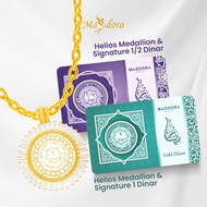 SILVERA 24K Gold Plated Helios Medallion Pendant with MASDORA 999.9 Gold Dinar Combo SET